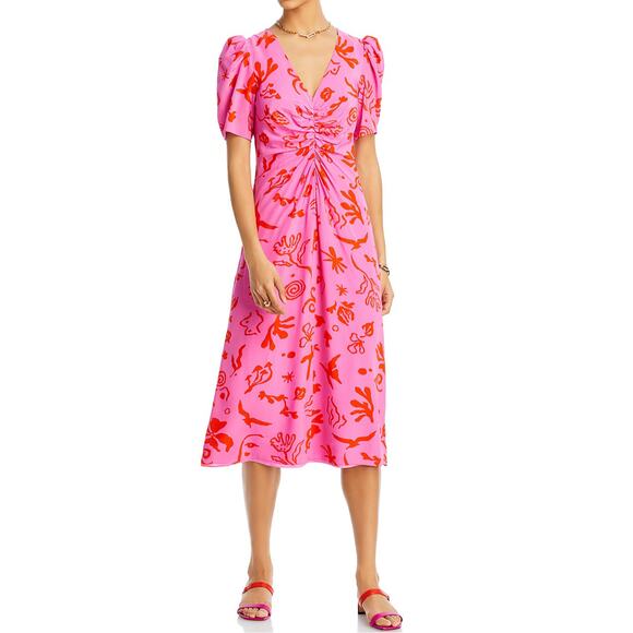 Rhode Maci Pink Botanical Pink Dress Size 4 NWT - Picture 5 of 9